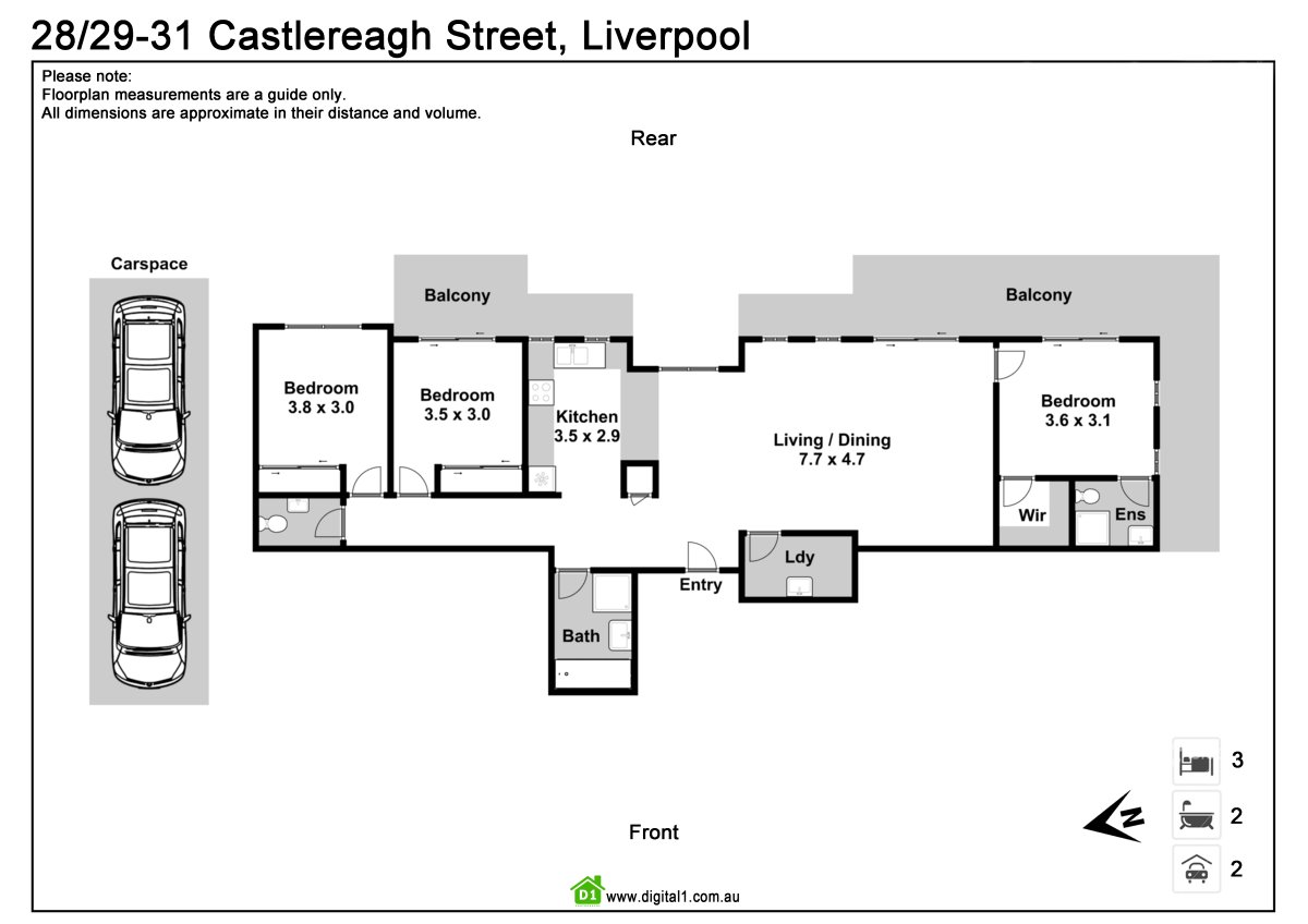Floor plan for Large Top Floor Apartment in a Great Location
